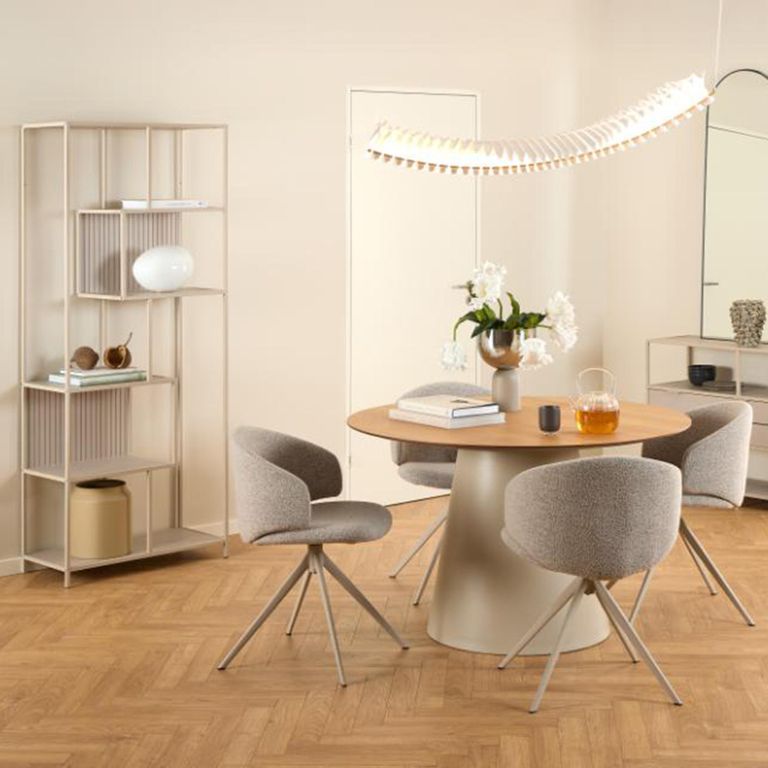 Ella Swivel Dining Chair - Set of 2 - Beige Boucle Fabric