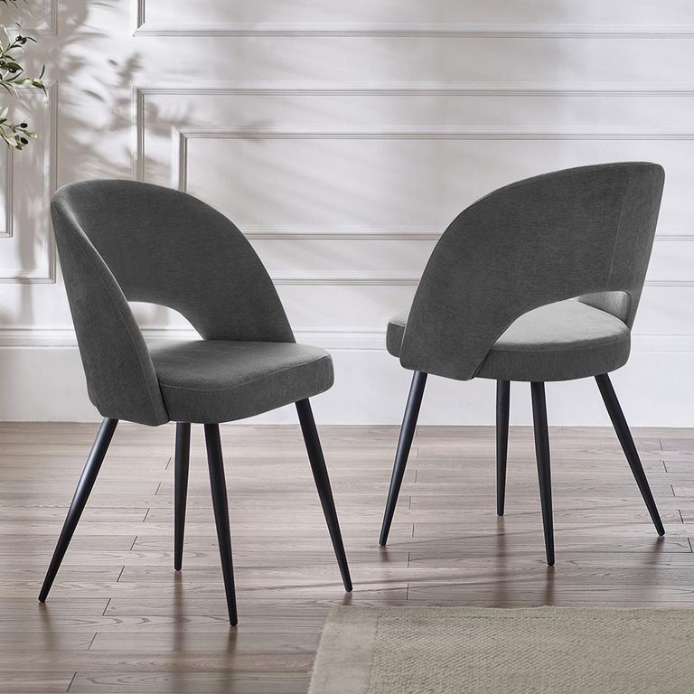 Ella Dining Chair - Set of 2 - Onyx Dark Grey Fabric