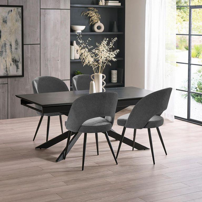 Ella Dining Chair - Set of 2 - Onyx Dark Grey Fabric