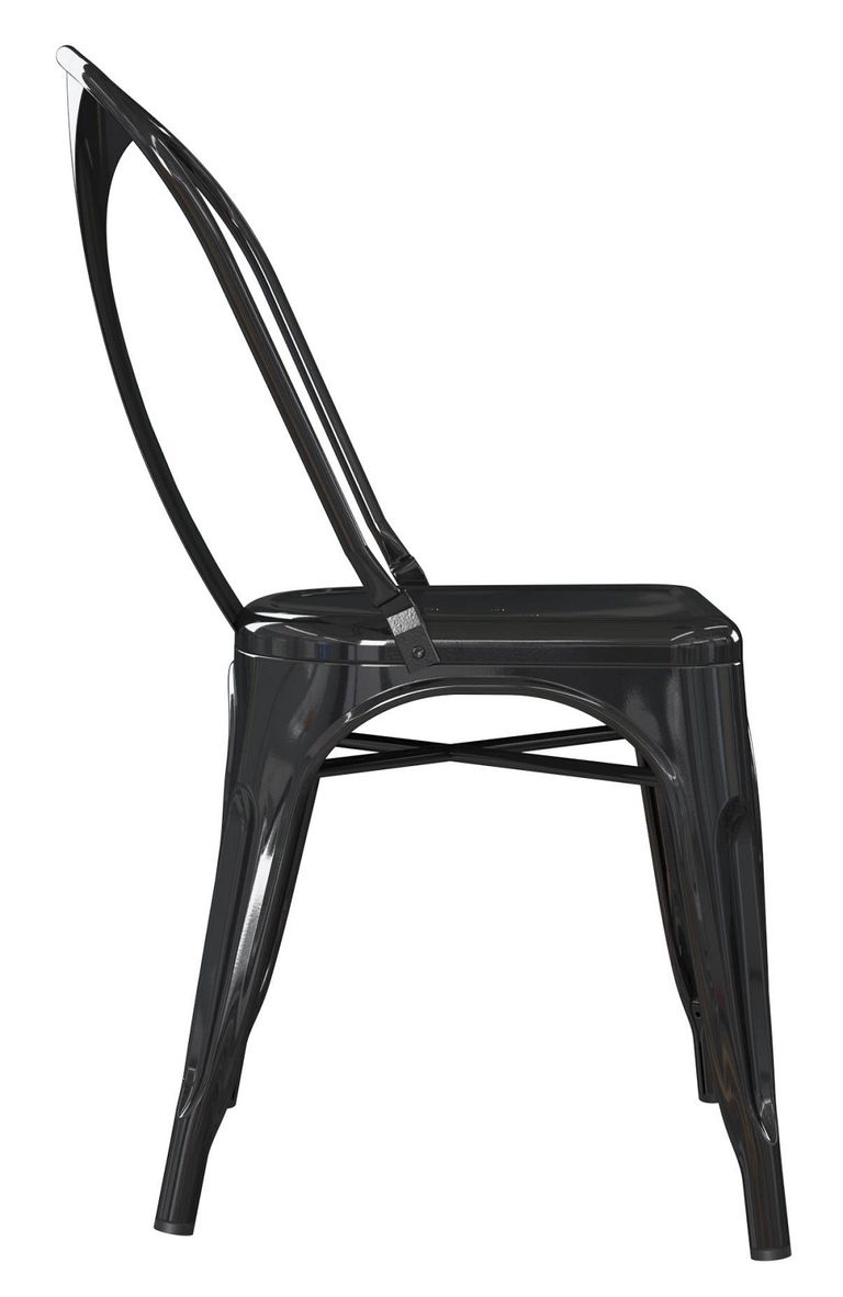 2 x Finney Black Metal Industrial Dining Chair - C009001UK
