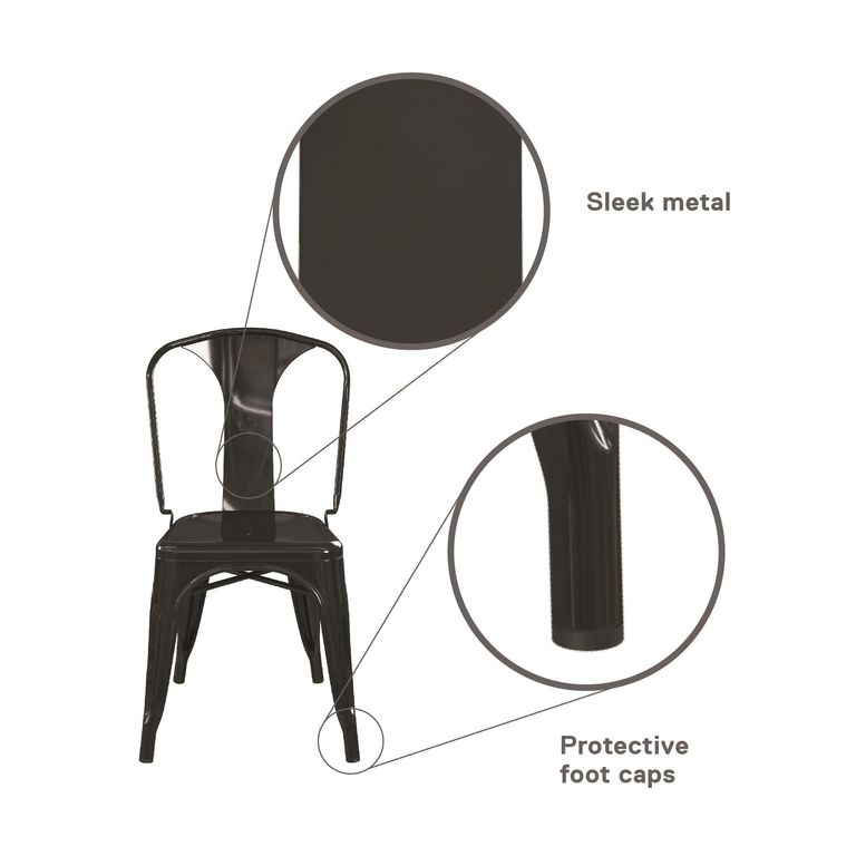 2 x Finney Black Metal Industrial Dining Chair - C009001UK