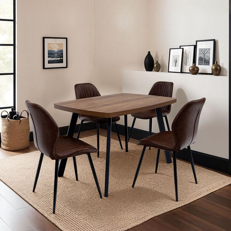 2 x Fontana Antique Tan Faux Leather Dining Chair