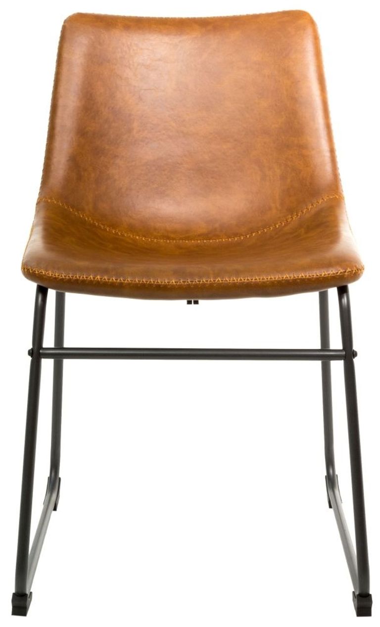 2 x Fremont Tan Vintage Leather Dining Chair