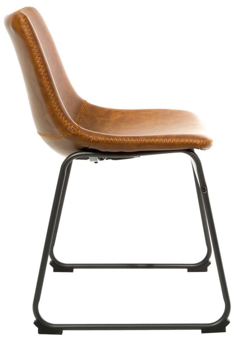 2 x Fremont Tan Vintage Leather Dining Chair