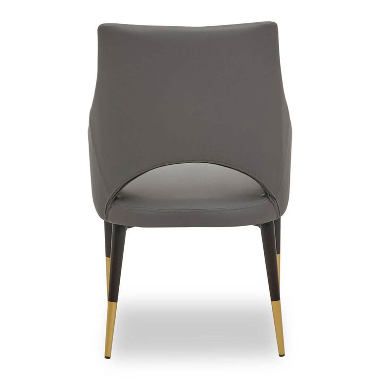 Gilden Dining Chair - Set of 2 - Grey Faux Leather with Black Legs