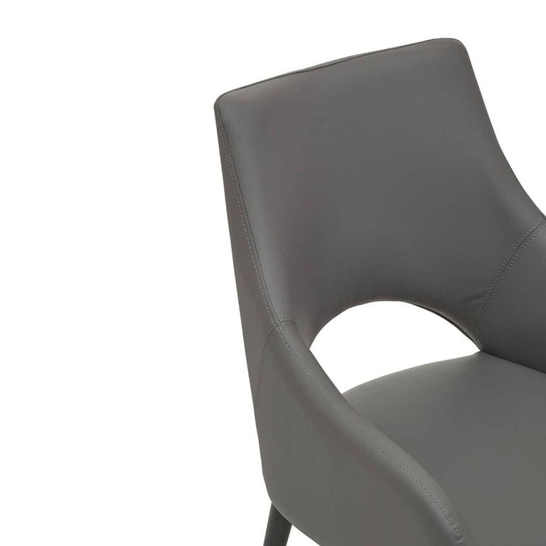 Gilden Dining Chair - Set of 2 - Grey Faux Leather with Black Legs