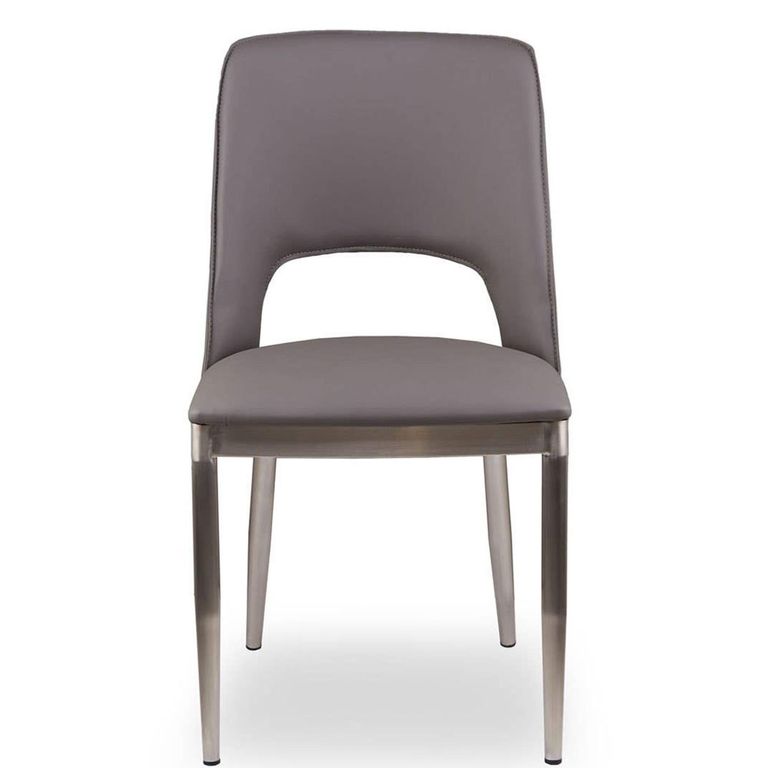 Gilden Dining Chair - Set of 2 - Grey Faux Leather with Silver Metal Legs