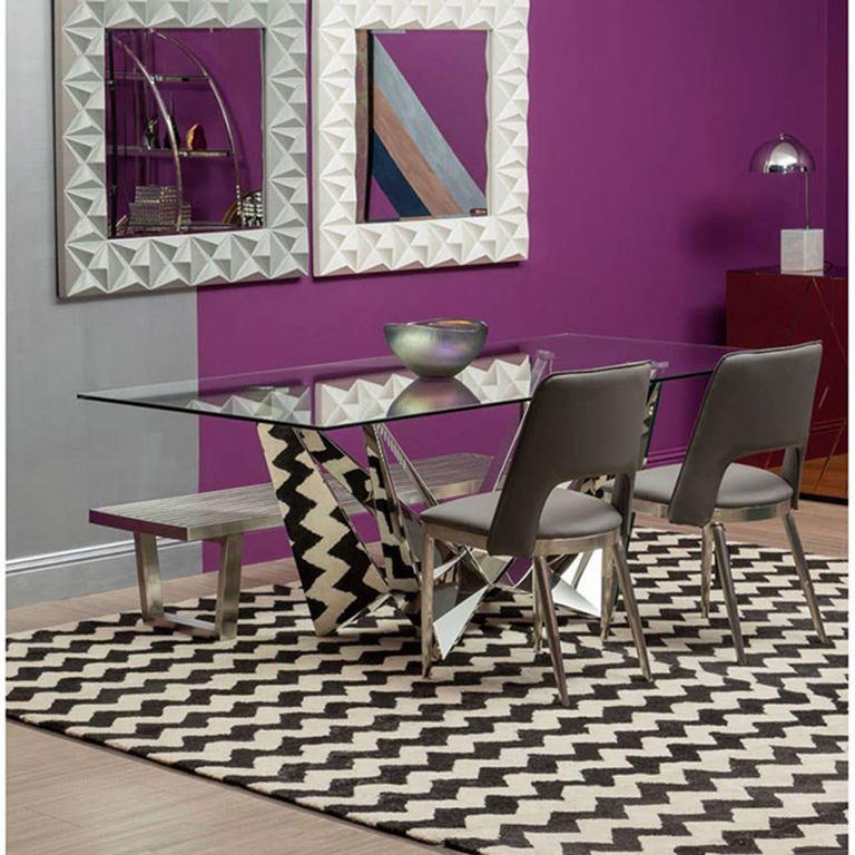 Gilden Dining Chair - Set of 2 - Grey Faux Leather with Silver Metal Legs