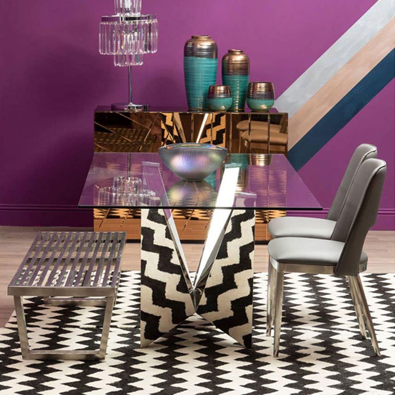 Gilden Dining Chair - Set of 2 - Grey Faux Leather with Silver Metal Legs