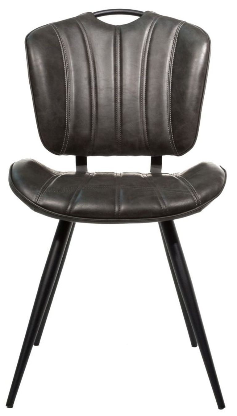 2 x Gustavia Grey Vintage Leather Dining Chair