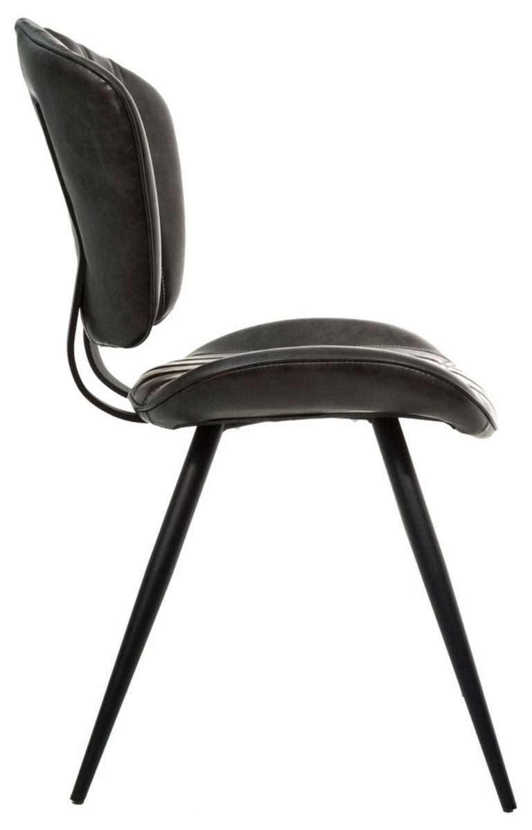 2 x Gustavia Grey Vintage Leather Dining Chair