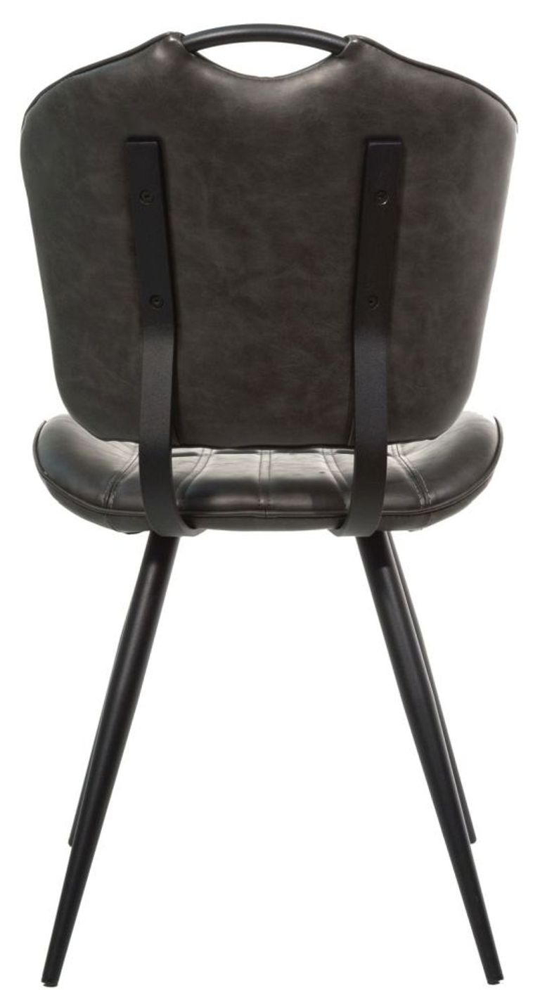 2 x Gustavia Grey Vintage Leather Dining Chair