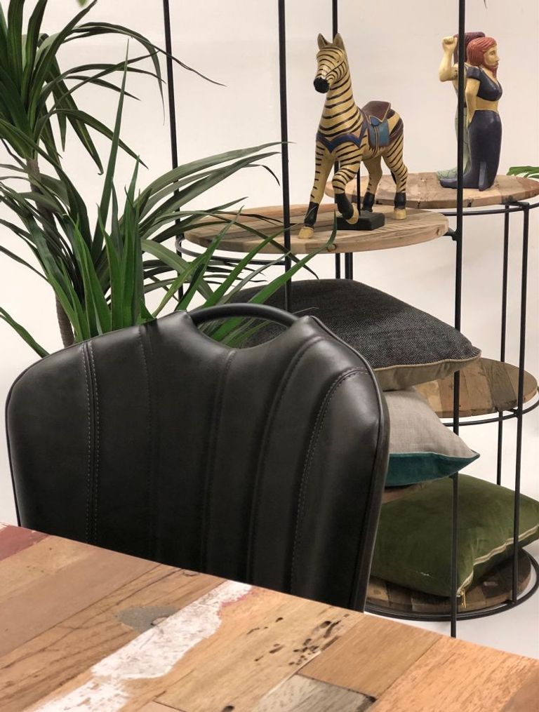 2 x Gustavia Grey Vintage Leather Dining Chair