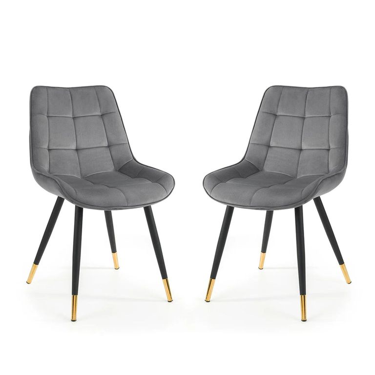 Hadid Dining Chair - Set of 2 - Grey Velvet Fabric