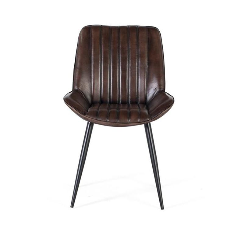 Haines Dining Chair - Brown Leather - Set of 2