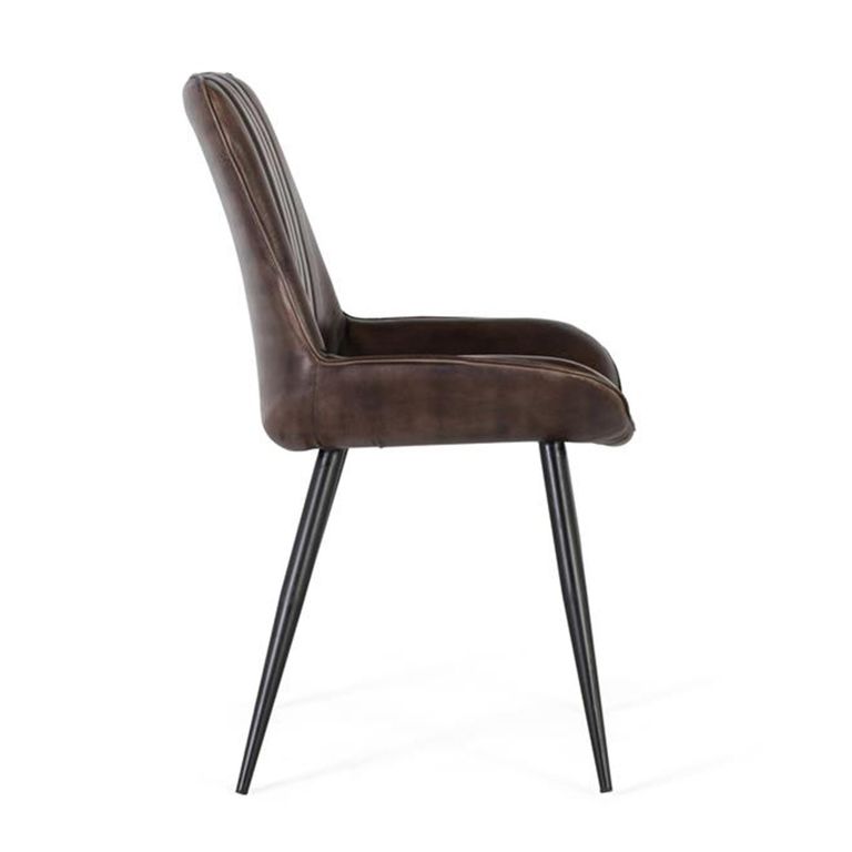 Haines Dining Chair - Brown Leather - Set of 2