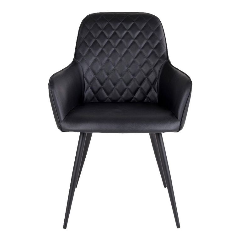 Harbo Dining Chair - Set of 2 - Black - Faux Leather