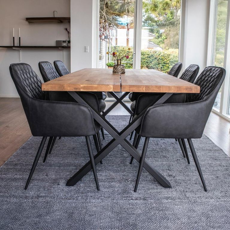 Harbo Dining Chair - Set of 2 - Black - Faux Leather