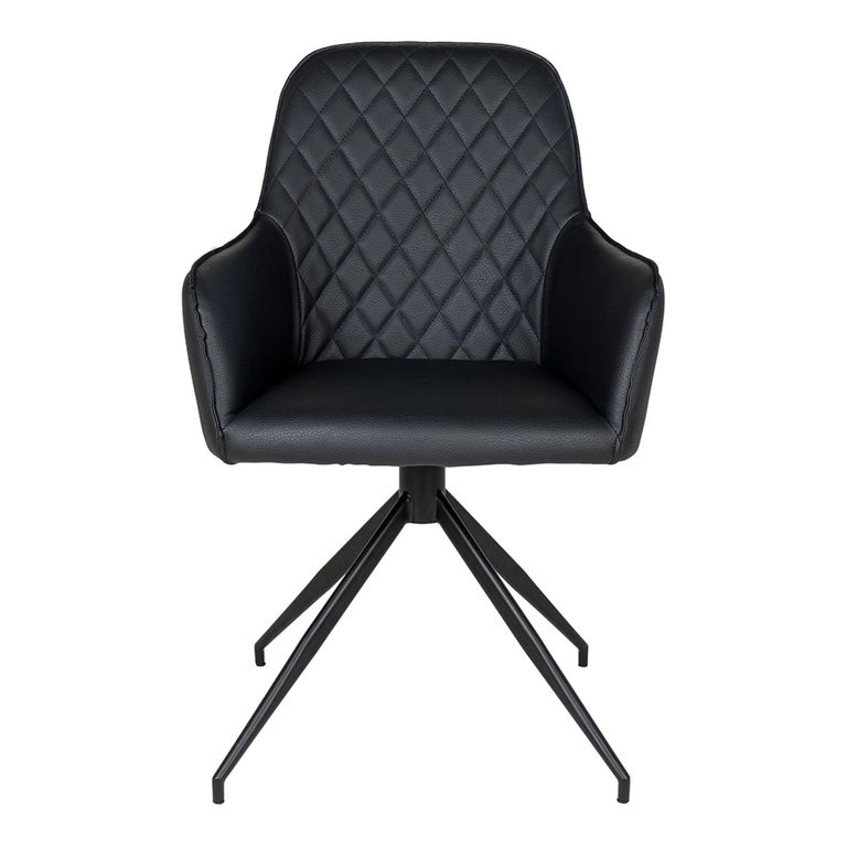 Harbo Dining Chair - Set of 2 - Black - Faux Leather - Swivel