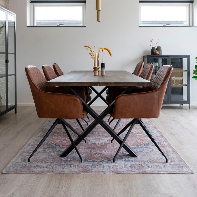 Harbo Dining Chair - Set of 2 - Brown - Faux Leather - Swivel