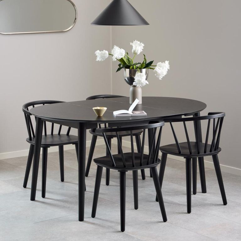 Ida Dining Chair - Set of 2 - Black - Spindle Curved Back