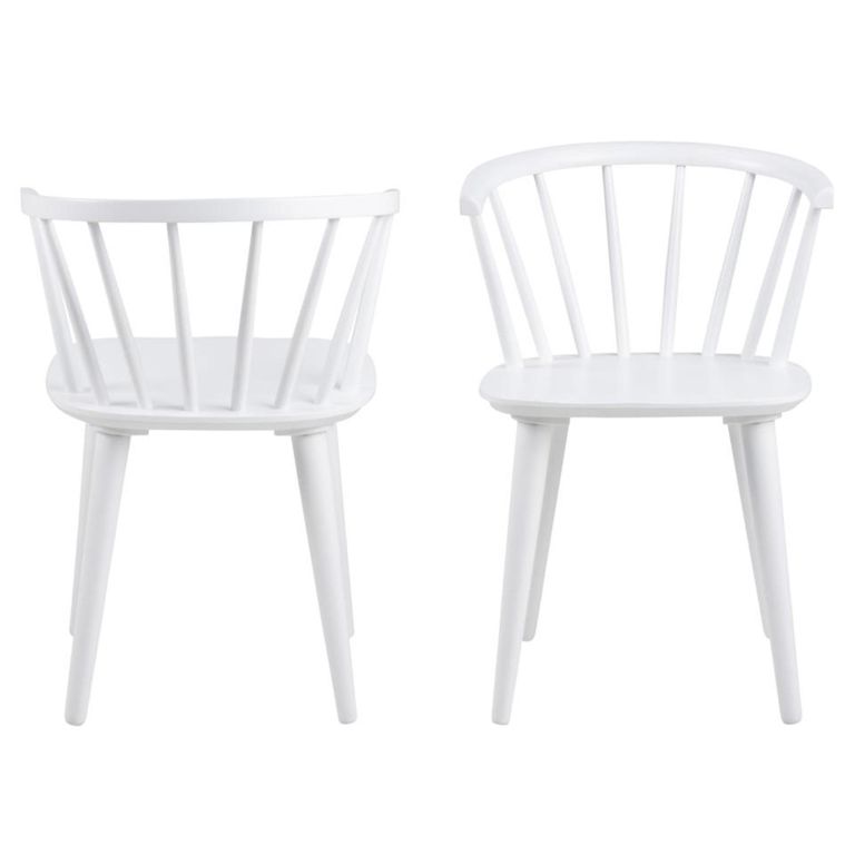 Ida Dining Chair - Set of 2 - White - Spindle Curved Back