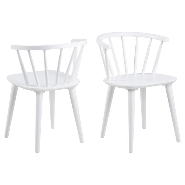 Ida Dining Chair - Set of 2 - White - Spindle Curved Back