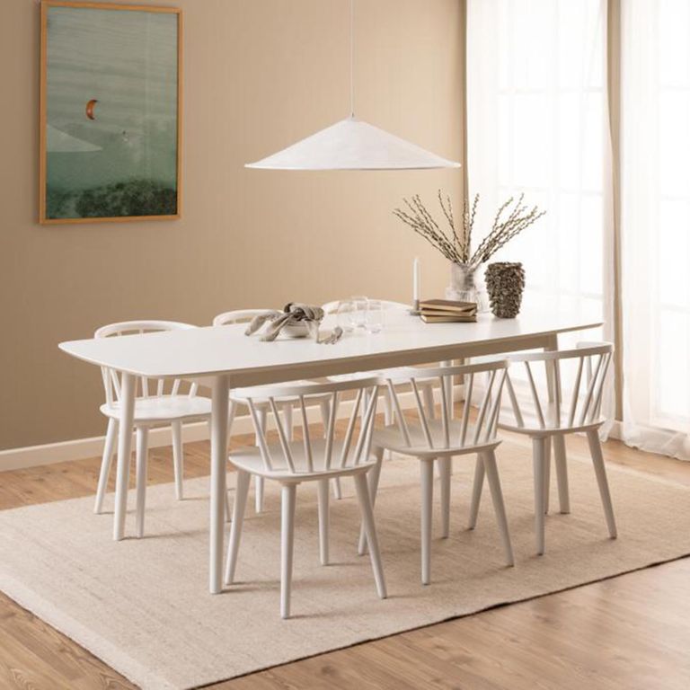 Ida Dining Chair - Set of 2 - White - Spindle Curved Back