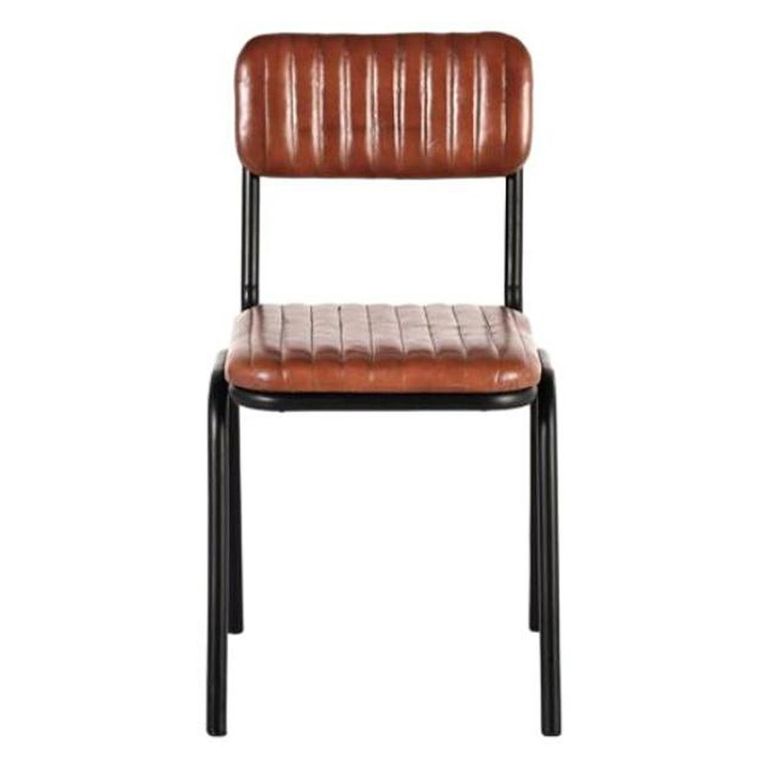 Idle Dining Chair - Industrial Style - Brown Leather - Set of 2