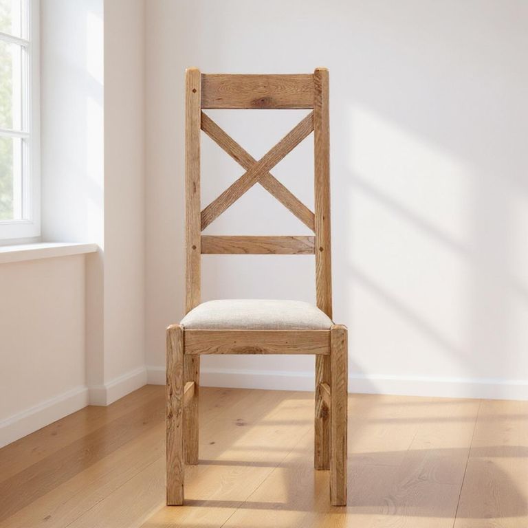 Janelle Dining Chair - Cross Back - Set of 2 - Rustic Oak