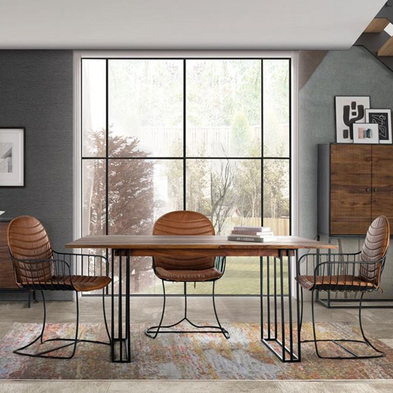 Joice Dining Chair - Light Brown Leather - Set of 2