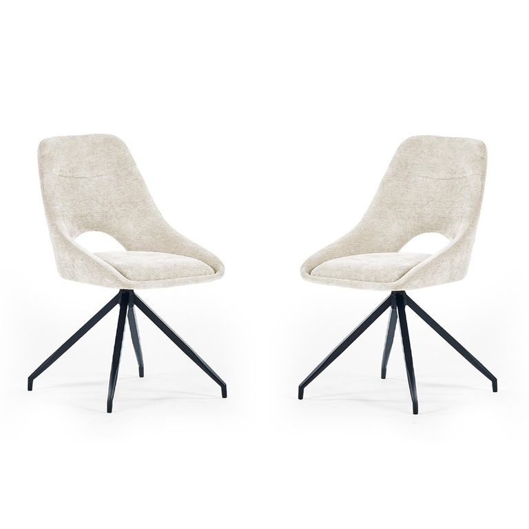 Jonah Swivel Dining Chair - Set of 2 - Cream Fabric