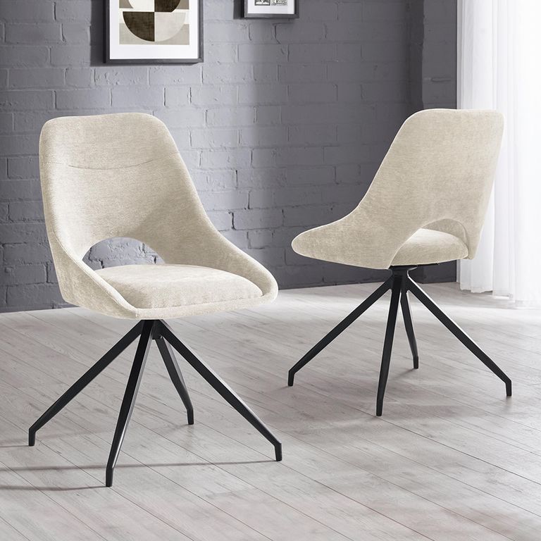 Jonah Swivel Dining Chair - Set of 2 - Cream Fabric