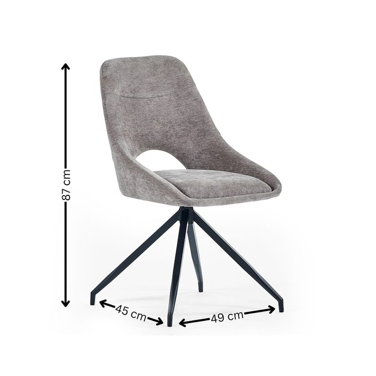 Jonah Swivel Dining Chair - Set of 2 - Grey Fabric