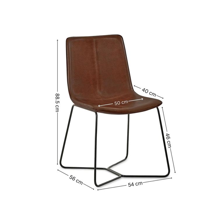 Joren Dining Chair - Set of 2 - Tan Brown Faux Leather