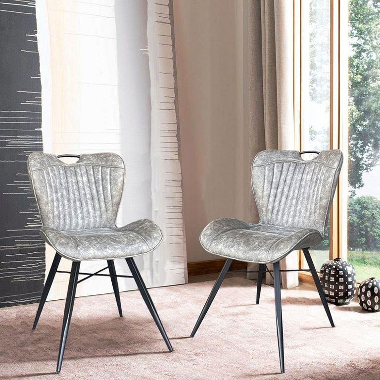 2 x Kerela Grey Faux Leather Dining Chair