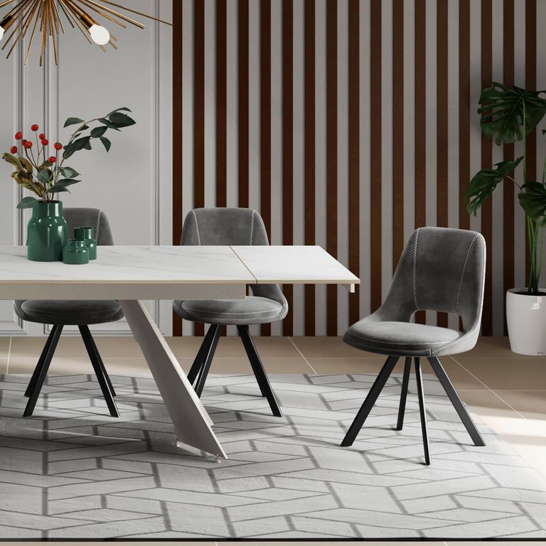 2 x Kieler Grey Fabric Swivel Dining Chair