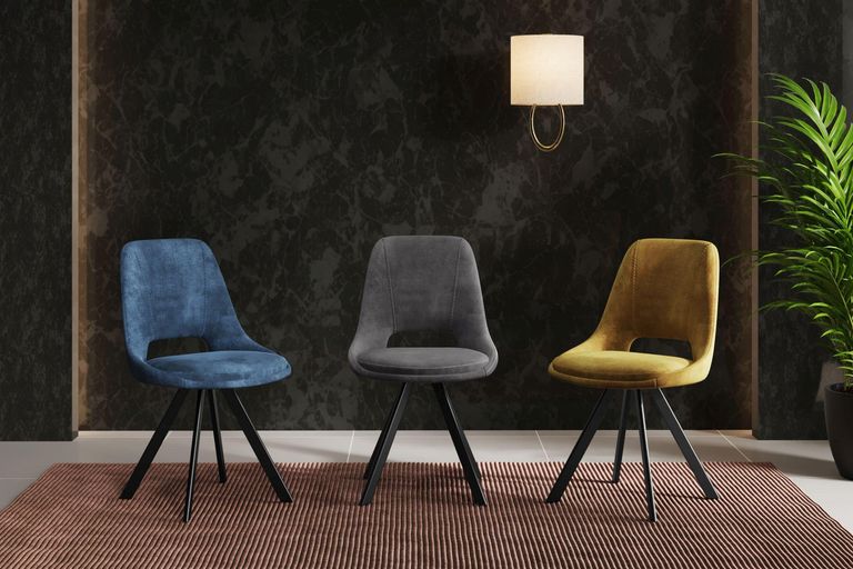 2 x Kieler Mustard Fabric Swivel Dining Chair