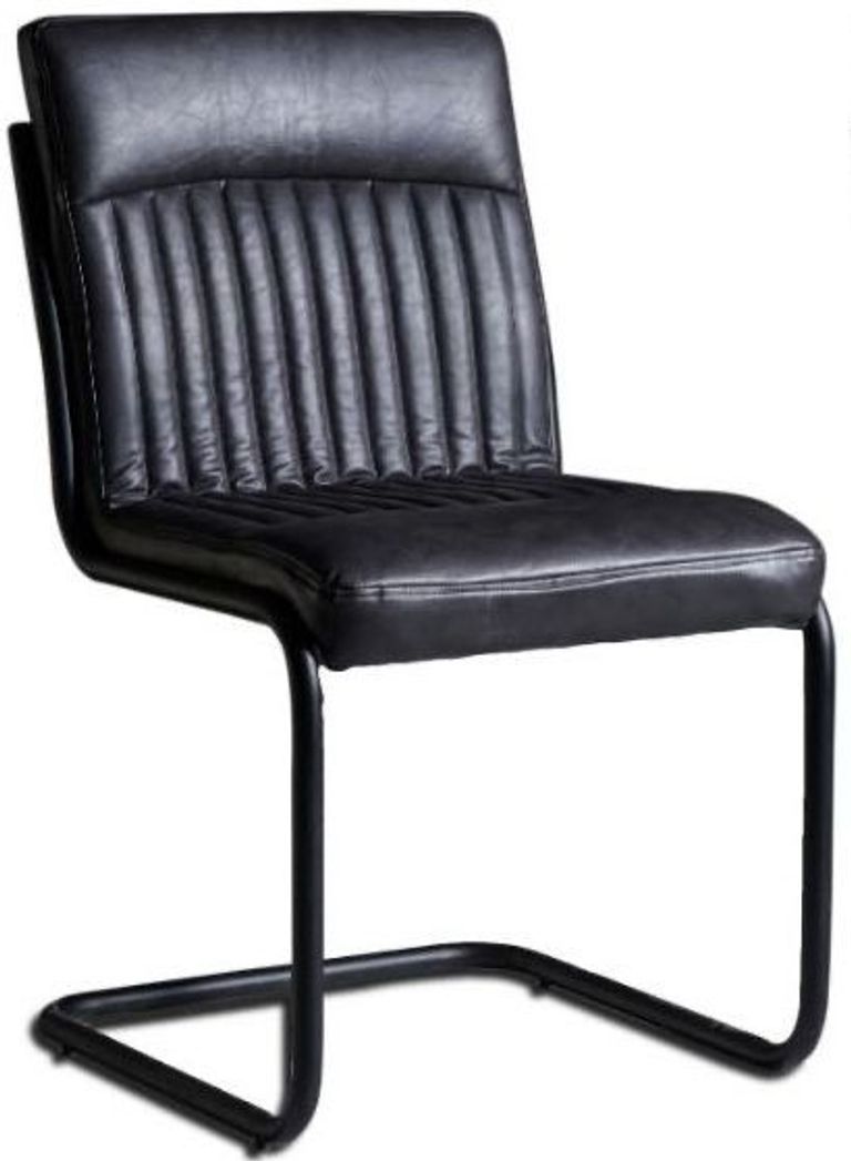 2 x Kota Live Edge Dark Grey Faux Leather Cantilever Dining Chair