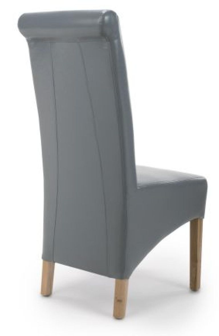 2 x Krista Bonded Grey Leather Roll Back Dining Chair