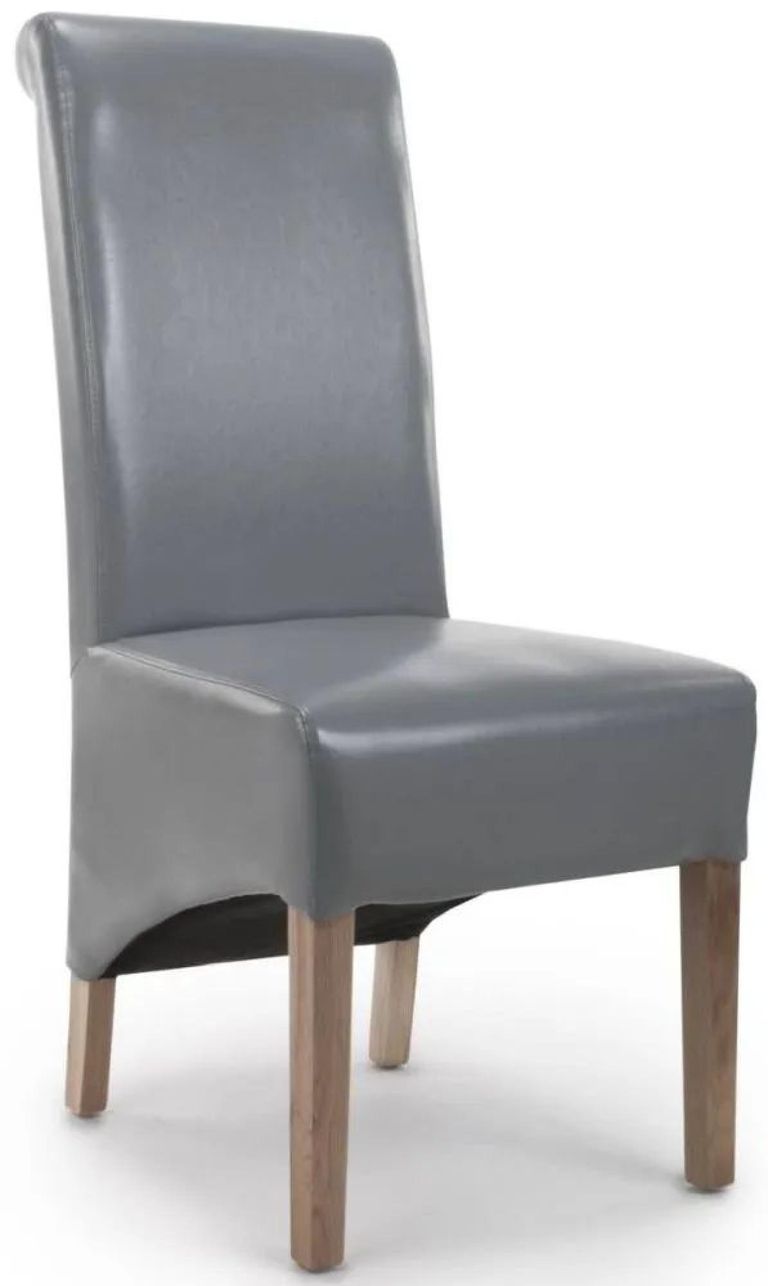 2 x Krista Bonded Grey Leather Roll Back Dining Chair