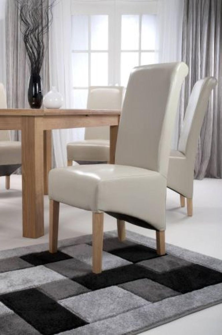 2 x Krista Bonded Ivory Leather Roll Back Dining Chair