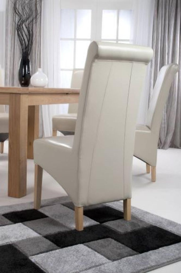 2 x Krista Bonded Ivory Leather Roll Back Dining Chair