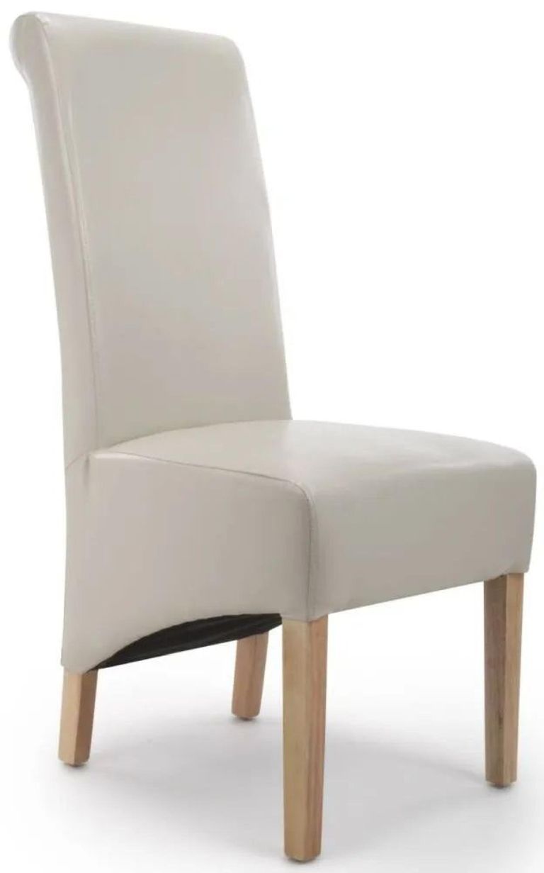 2 x Krista Bonded Ivory Leather Roll Back Dining Chair