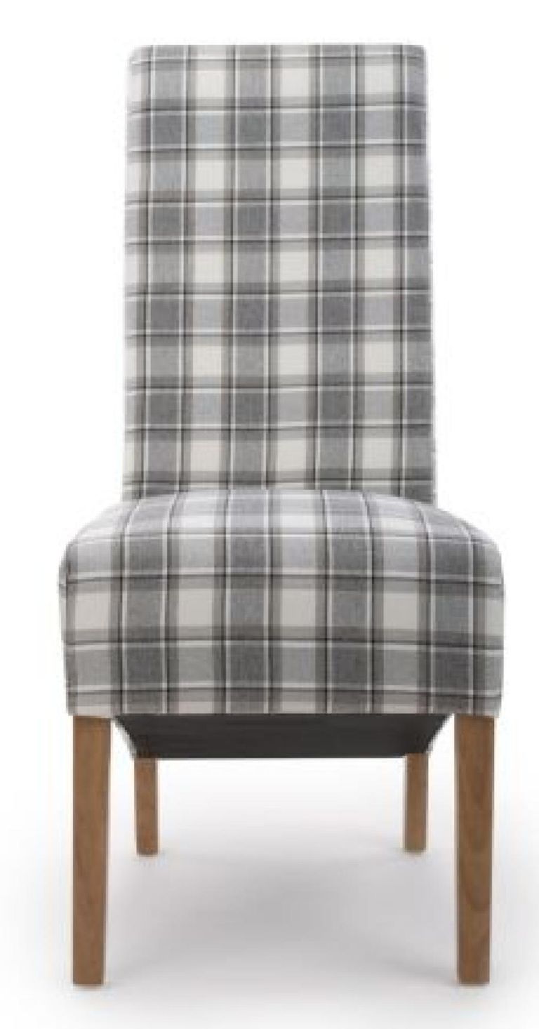 2 x Krista Herringbone Check Cappuccino Roll Back Dining Chair