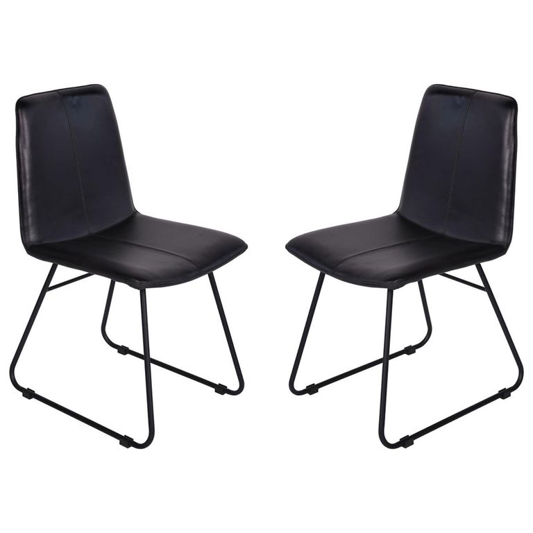 Robinson Dining Chair - Set of 2 - Charcoal Leather