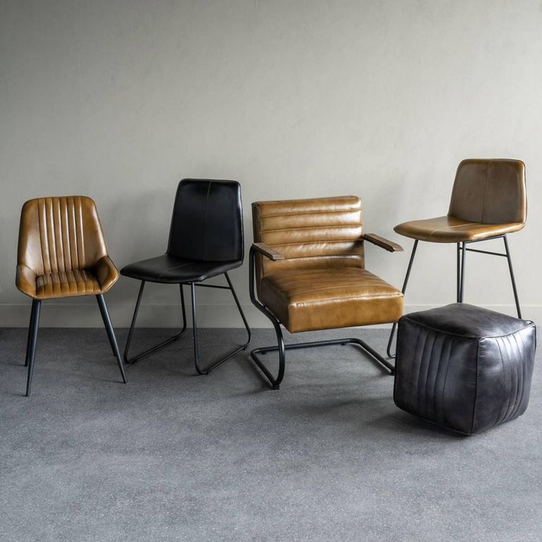 Robinson Dining Chair - Set of 2 - Charcoal Leather