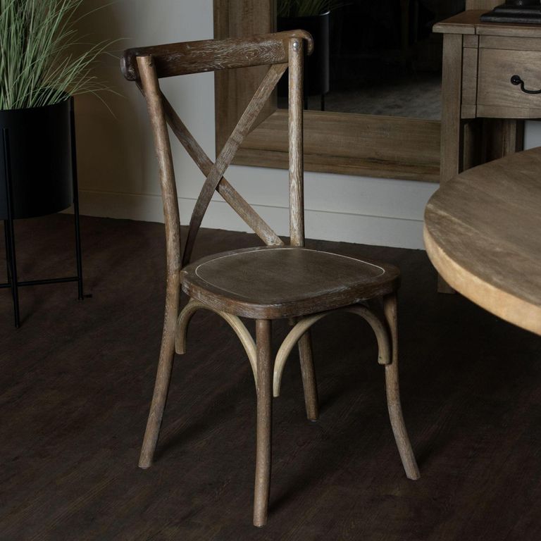 2 x Light Oak Cross Back Dining Chair
