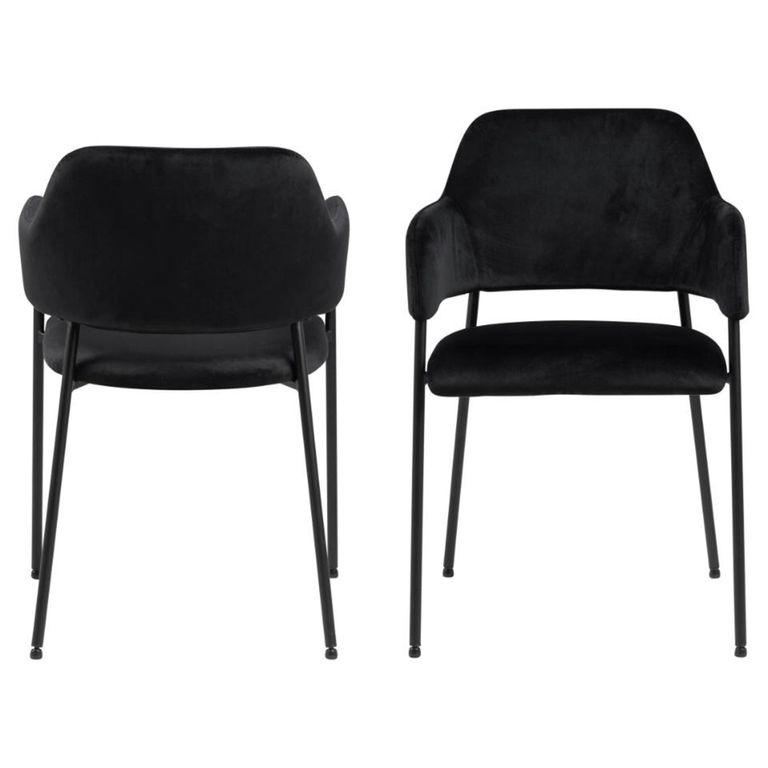 Lima Dining Armchair - Set of 2 - Black Velvet Fabric