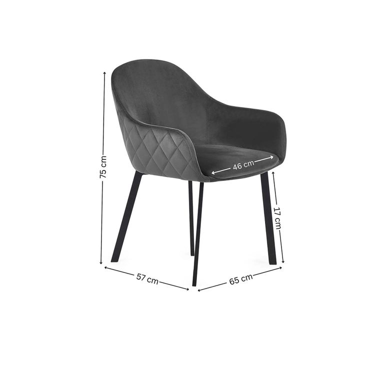 Lima Dining Chair - Set of 2 - Grey Fabric